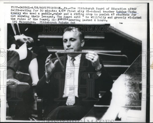 1960 Press Photo High School Teacher Bohdan Pashkowsky Fired for Hitting Student - Historic Images