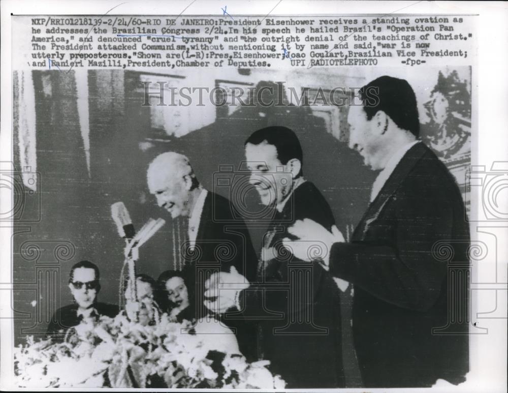 1960 Press Photo President Eisenhower Brazilian Congress Joao goulart - Historic Images