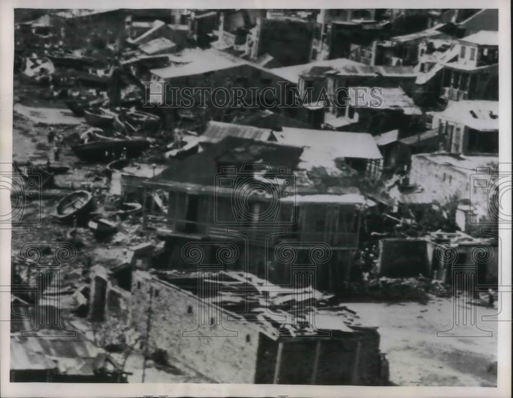 1954 Press Photo Aerial view of Jeremie, Haiti hurricane destruction - Historic Images