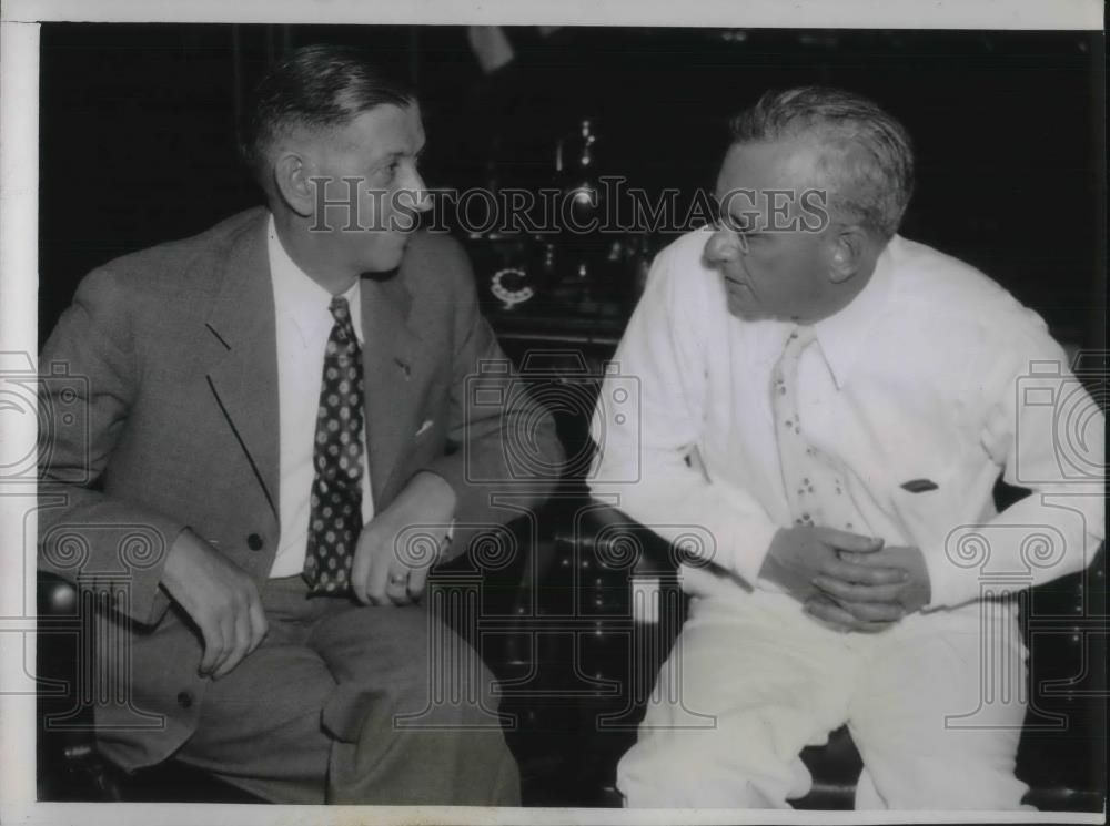 1937 Press Photo Gov of Minn candidate Martin Nelson &amp; Gov Alf Landon of Kansas - Historic Images