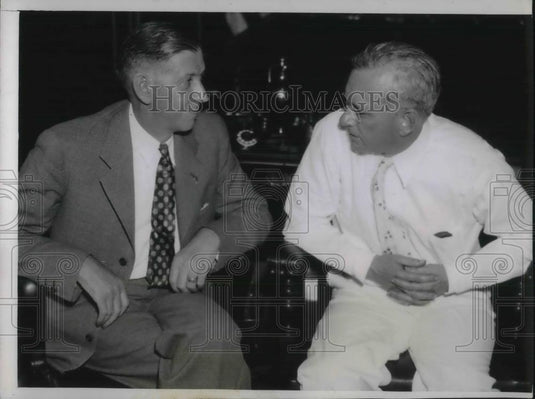 1937 Press Photo Gov of Minn candidate Martin Nelson & Gov Alf Landon of Kansas - Historic Images