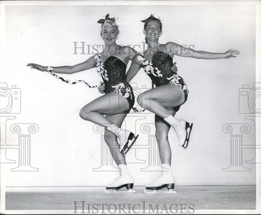 1957 Press Photo Patty Hall, Ginger Clayton, Shipstads and Johnson Ice Follies - Historic Images