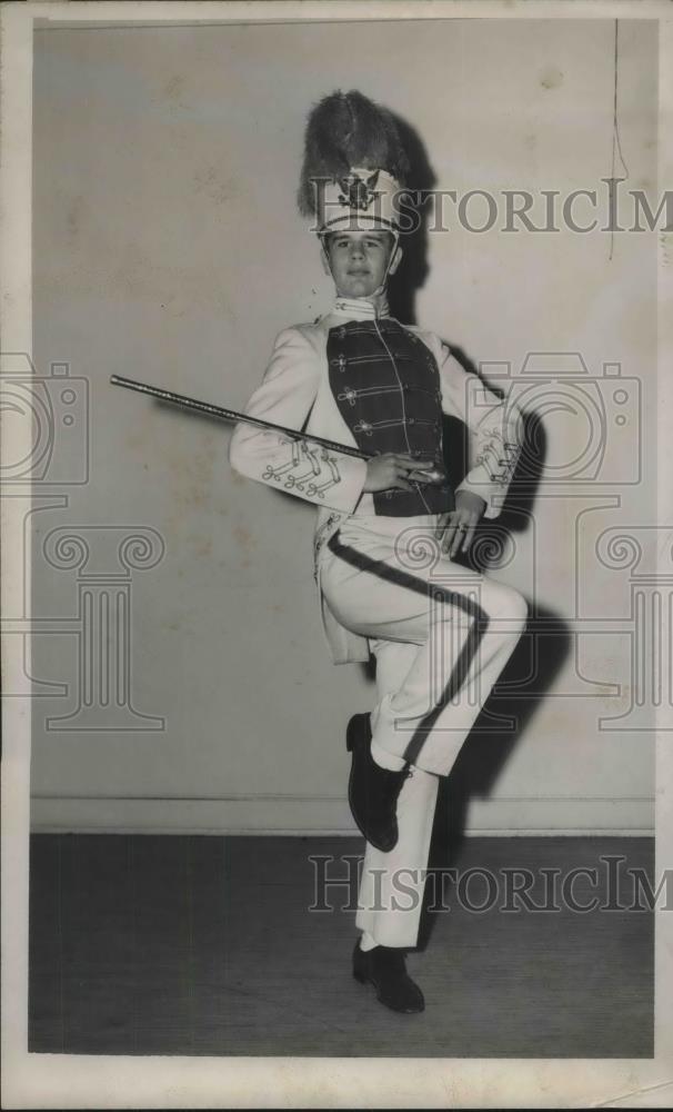 1955 Press Photo Cleveland Xmas parade, Ronald Stewart, Drum Major - neb98089 - Historic Images