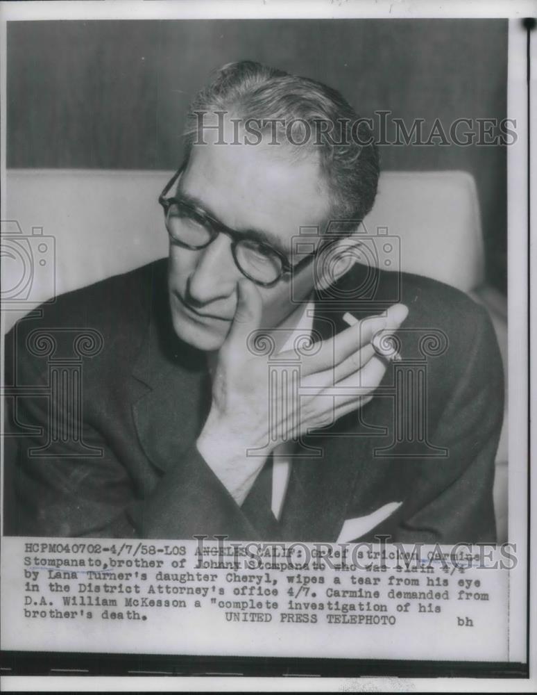 1958 Press Photo Carmine Stompanato Lana Turner Murder Trial - Historic Images