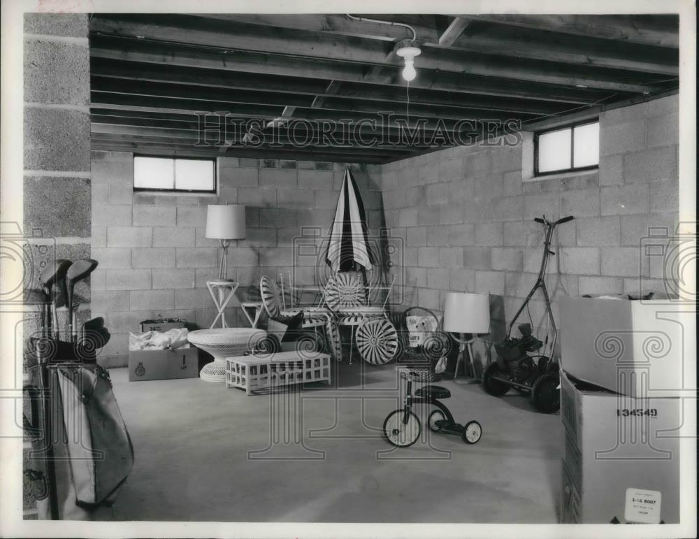 1960 Press Photo Basement Used for Storage Can Be Turned into Family Room - Historic Images