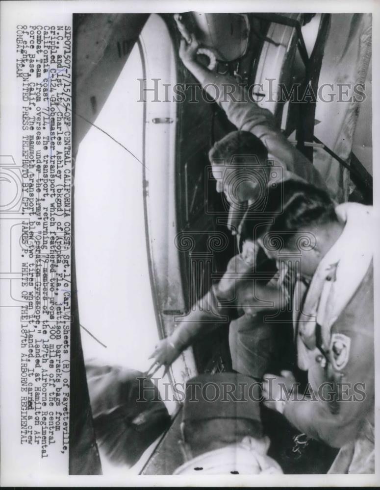 1955 Press Photo Carl J Sheets Charles Ashley Apoka Florida Pilots - Historic Images