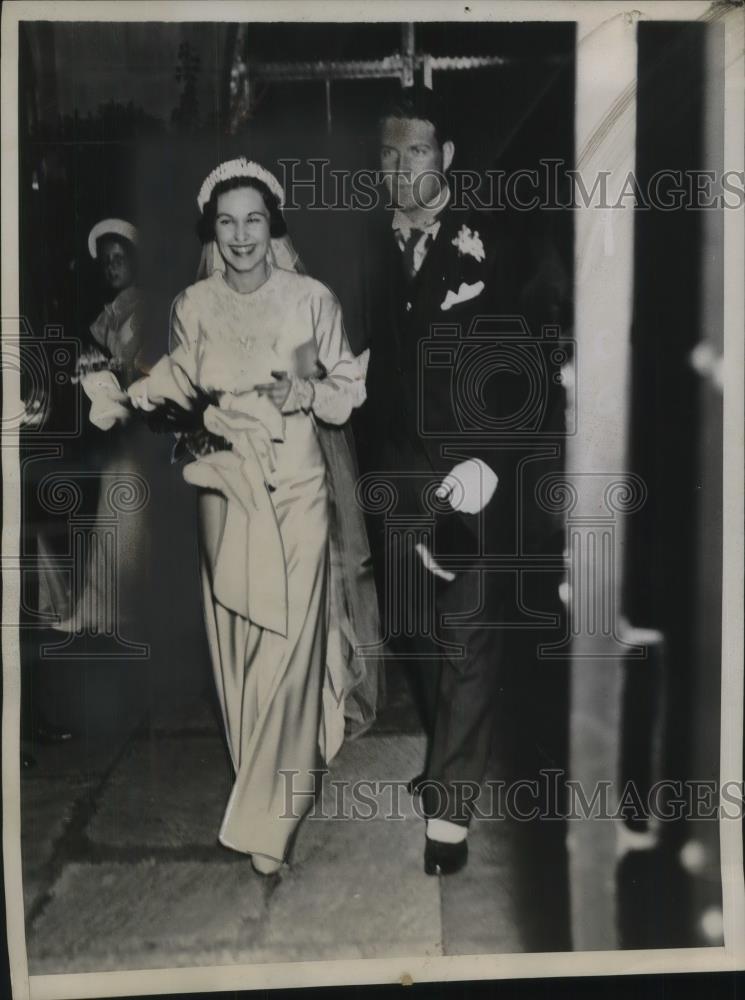 1934 Press Photo Miss Faith Whitney Caspar Morgan Wing Wedding New York City - Historic Images