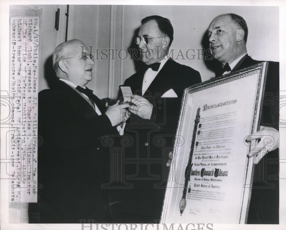 1961 Press Photo James J.D. Soillan Pres of Poor Club Charles Wilson - nec03561 - Historic Images