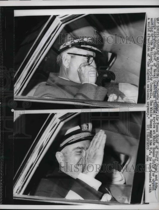 1962 Press Photo U.S Air Force Gen.Curtis Lemay & U.S.Navy Adm. George ANderson. - Historic Images
