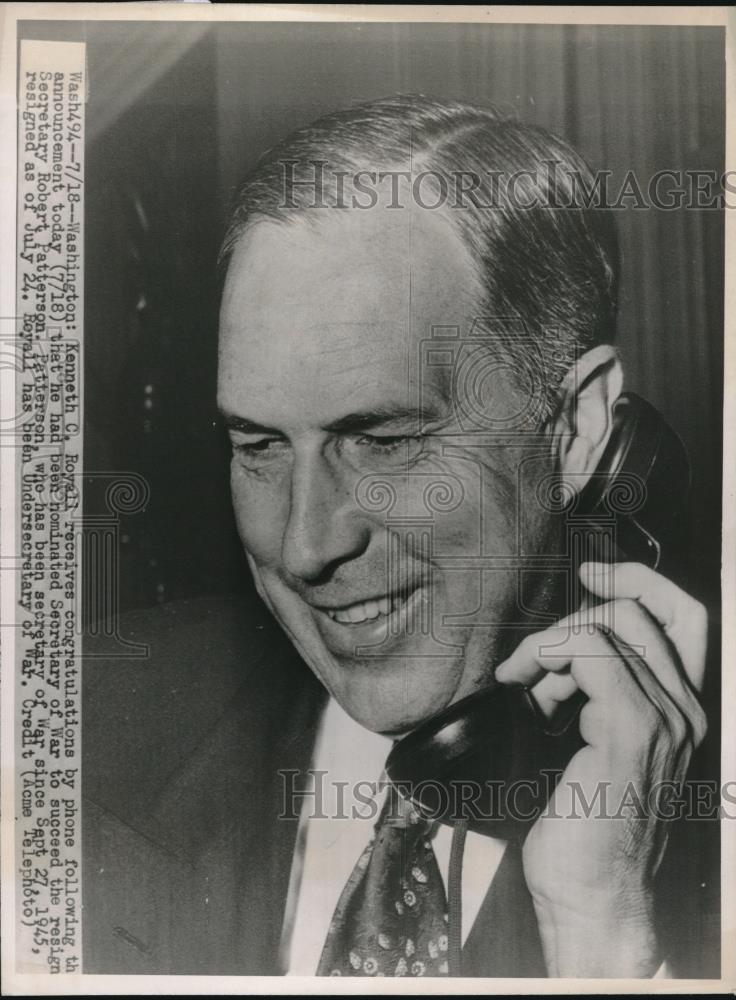 1947 Press Photo Kenneth C. Royall, Secretary of War - Historic Images