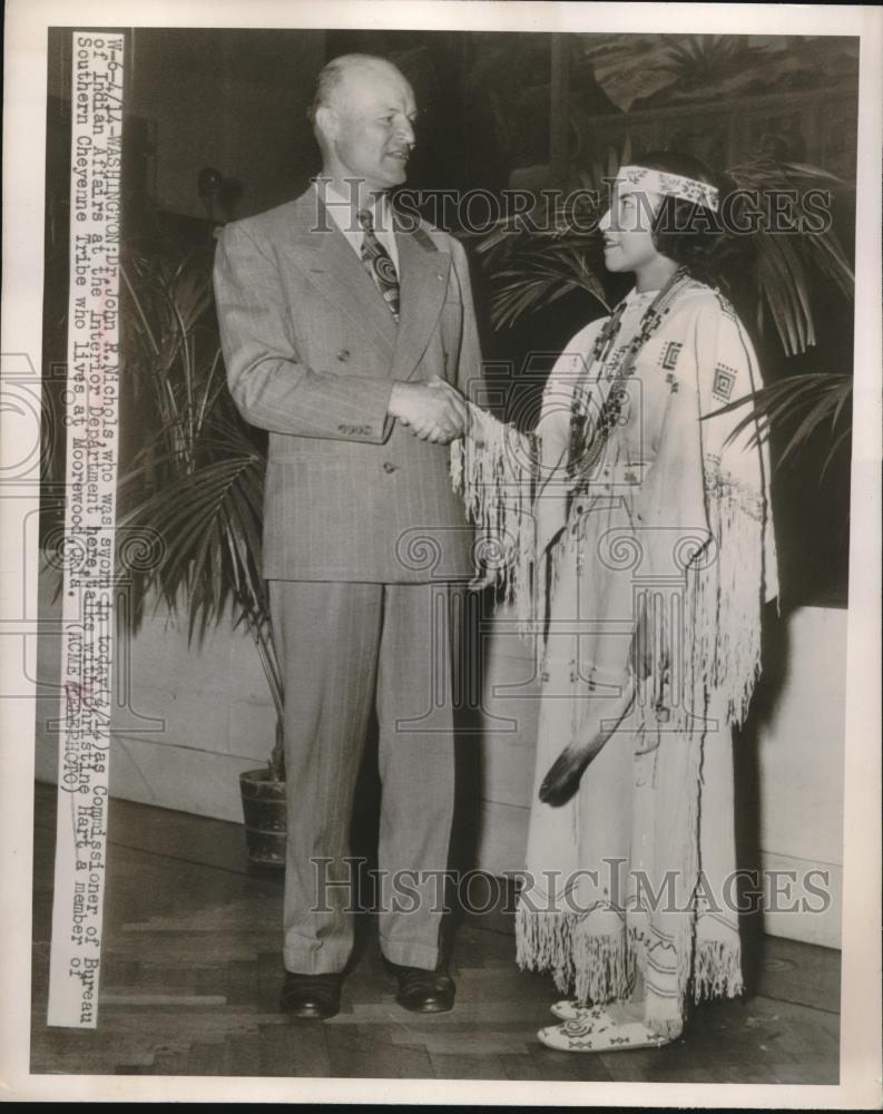 1949 Press Photo Dr John R Nichols Sworn in Commissioner Indian Affairs Interior - Historic Images