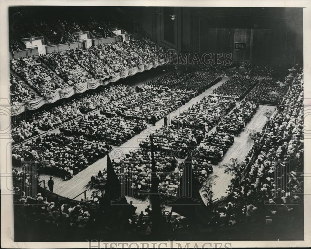 1935 Press Photo View Of Commencement Ceremony At Temple University - Historic Images