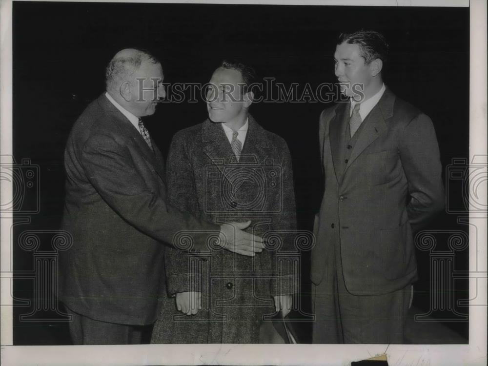 1936 Press Photo Pop Foster and Prize Fighters Jimmy McLarnin and Len Ramage - Historic Images