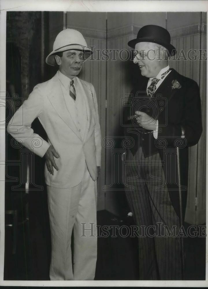 1933 Press Photo Woth Colwell As Teddy Roosevelt &amp; Julian Mason as Al Smith - Historic Images