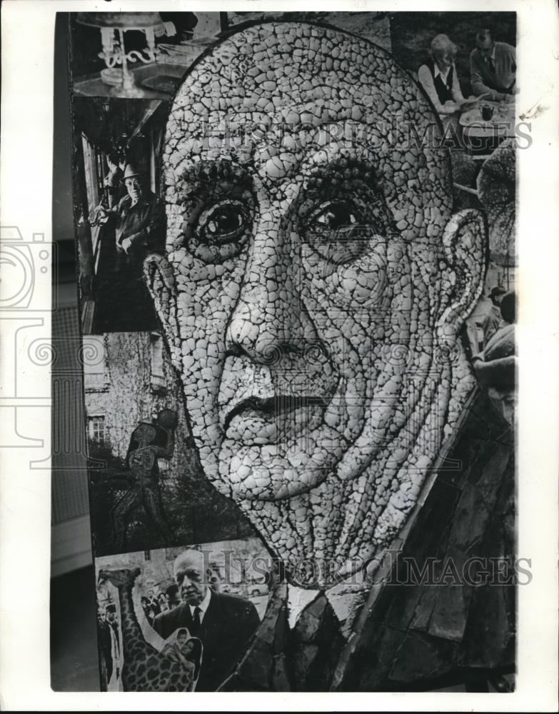 1971 Press Photo Paris,artwork of president Charles De Gaulle in eggshells - Historic Images