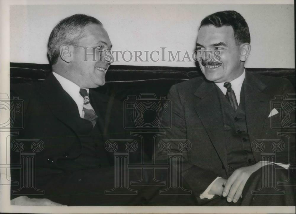 1939 Press Photo NY Prosecutor Thomas Dewey &amp; Chicago Atty Leonard Reed Visit - Historic Images