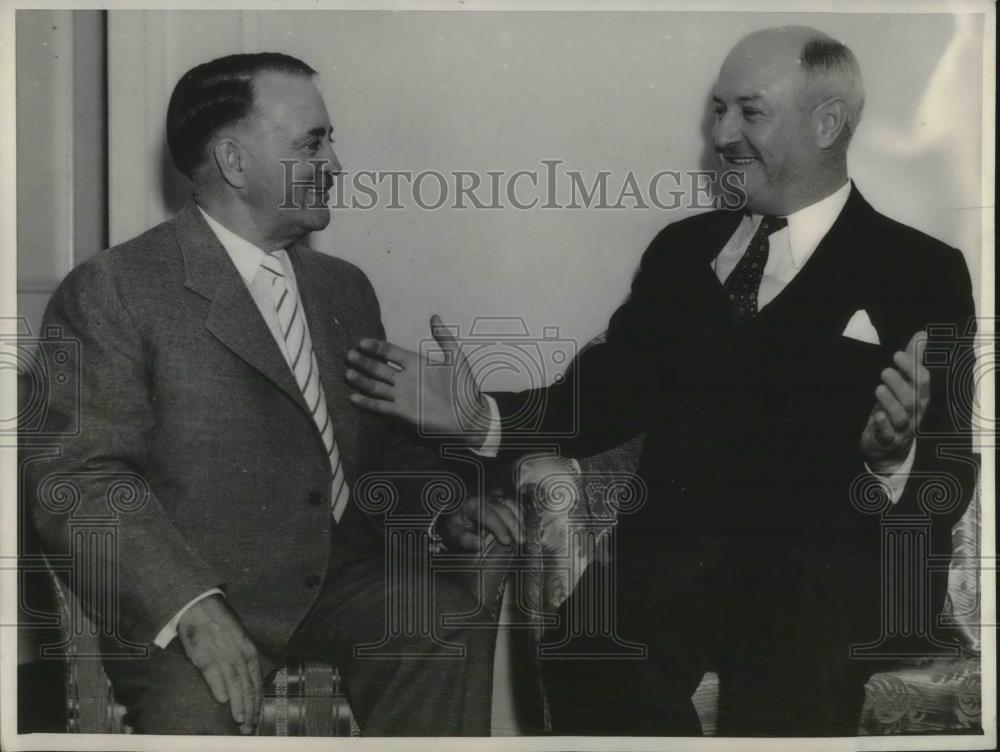 1935 Press Photo LA, Calif. Postmaster Gen James Farley & Mayor Frank Shaw - Historic Images