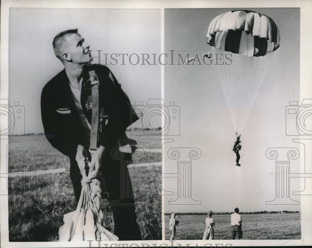 1958 Press Photo World Champ of Parachuting Charles thompson - nec10152 - Historic Images