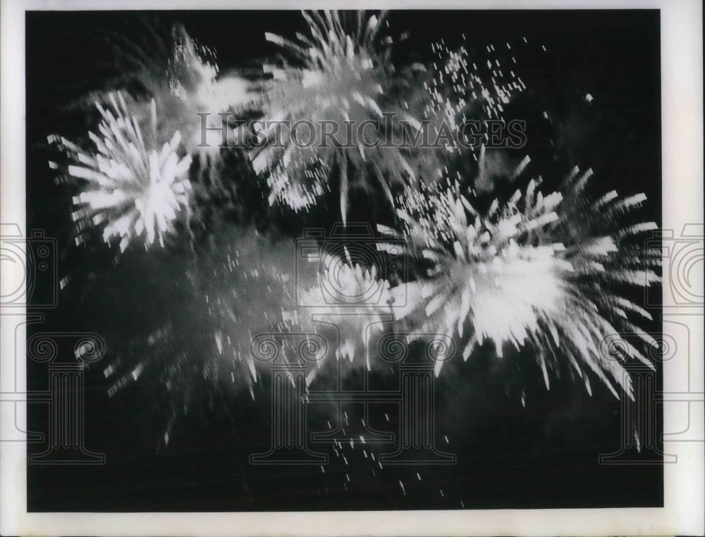 1966 Press Photo fireworks display during halftime at a football game - Historic Images