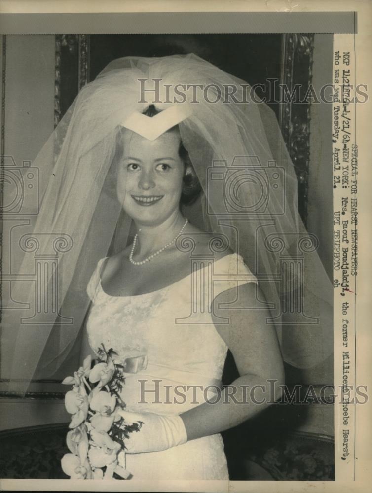 1964 Press Photo Mrs Baouf Boujakdji Former Milicent Hearst Wed April 21 - Historic Images