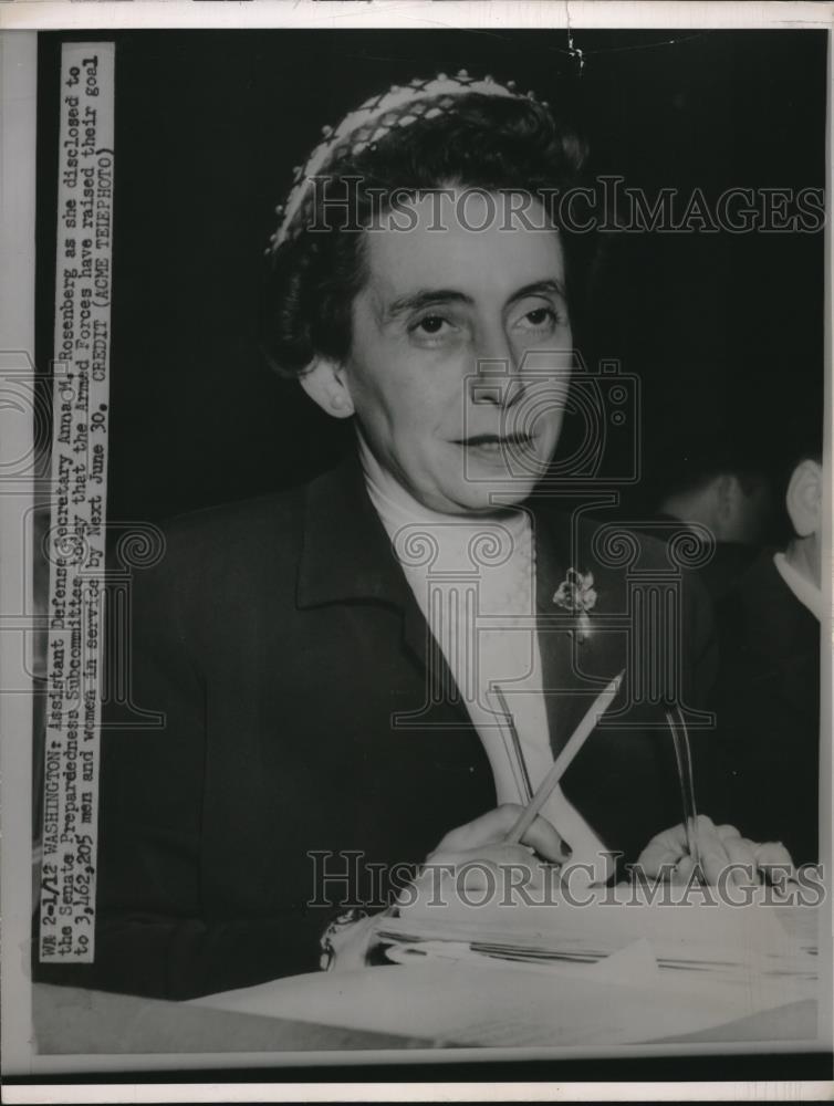 1951 Press Photo Asst Sec of Defense, Mrs Anna Rosenberg in D.C> - nec04613 - Historic Images