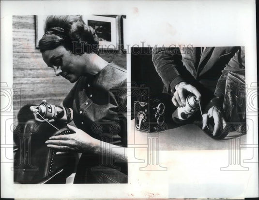 1969 Press Photo Aerosol Spray Adhesive for Gluing Plaster, Leather, Paper, Wood - Historic Images