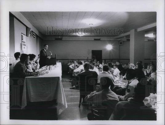 Press Photo A group of men getting instruction in a classroom - nec06105 - Historic Images