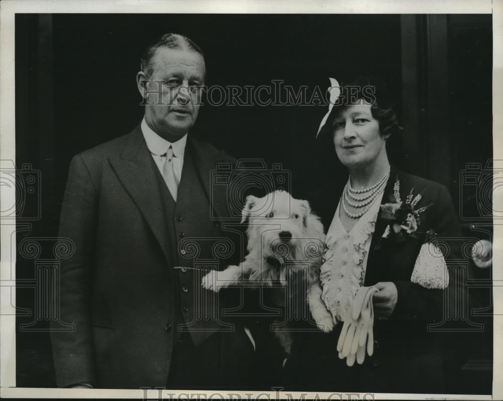 1933 Press Photo Eleanor Brownlee Marries Captain The Honorable Author Eliot - Historic Images