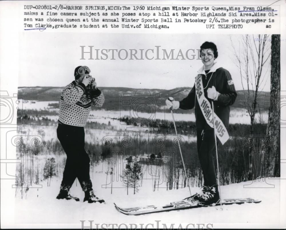 1960 Press Photo Fran Olsen 1960 Michigan Winter Sports Queen - Historic Images