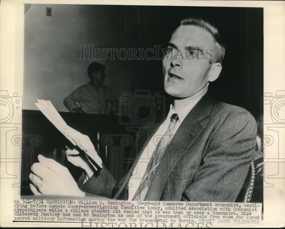 1948 Press Photo William Remington, Commerce Department economist - Historic Images