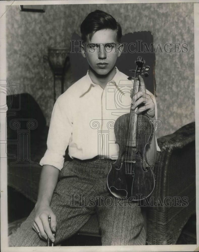 1930 Press Photo Arthur Groverman with Violin Made From Match Sticks - Historic Images