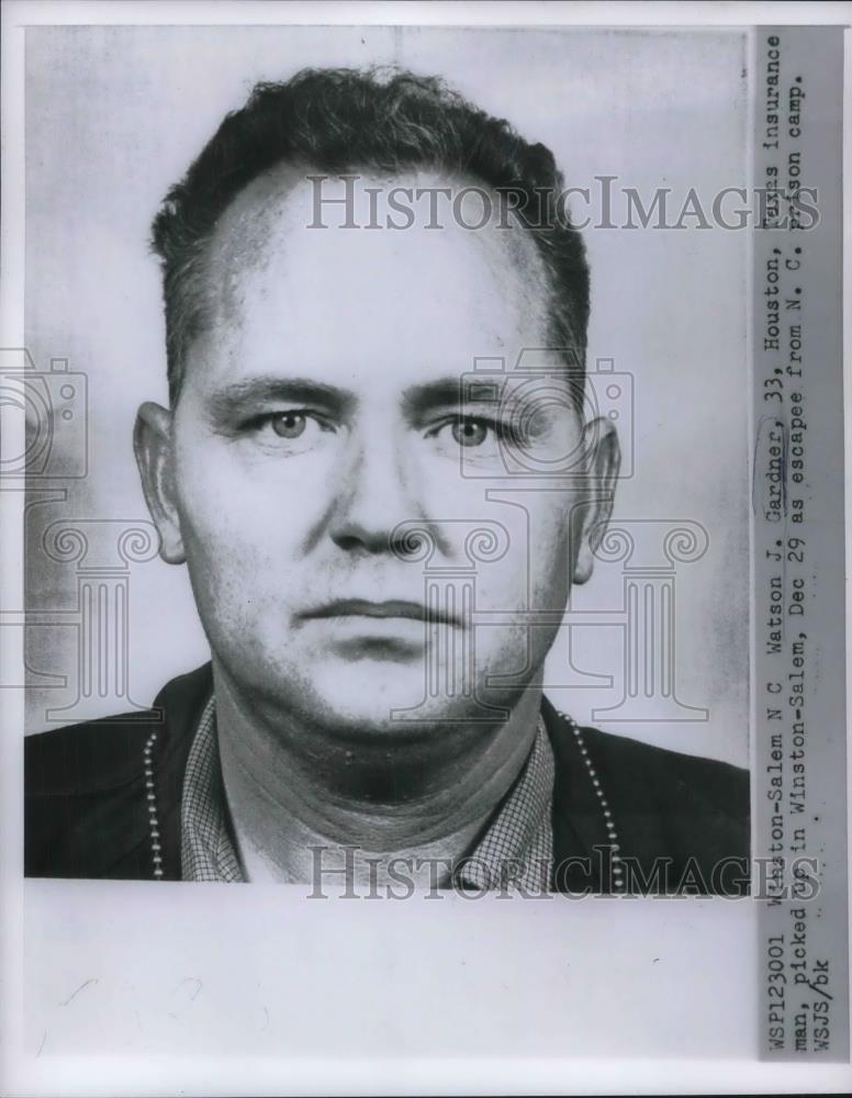 1958 Press Photo Watson J Gardner Escapee from North Carolina Prison Camp - Historic Images