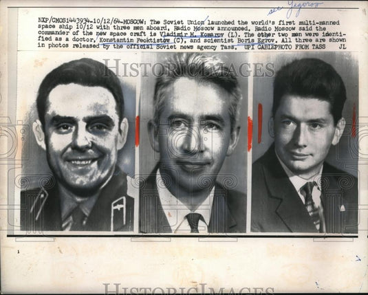 1964 Press Photo Men of the Soviet Union's world's 1st multi manned spaceship - Historic Images