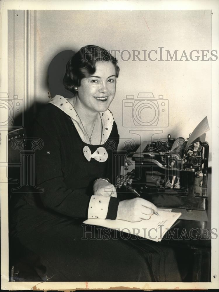 1933 Press Photo Ann Gordon Secretary to Will Rogers Oklahoma Statesman - Historic Images