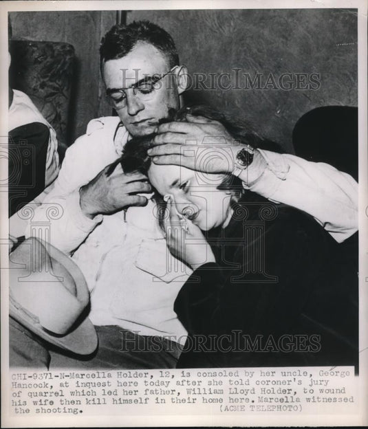 1950 Press PhotoMarcella Holder, 12, witnessed father suicide after mom's a - Historic Images