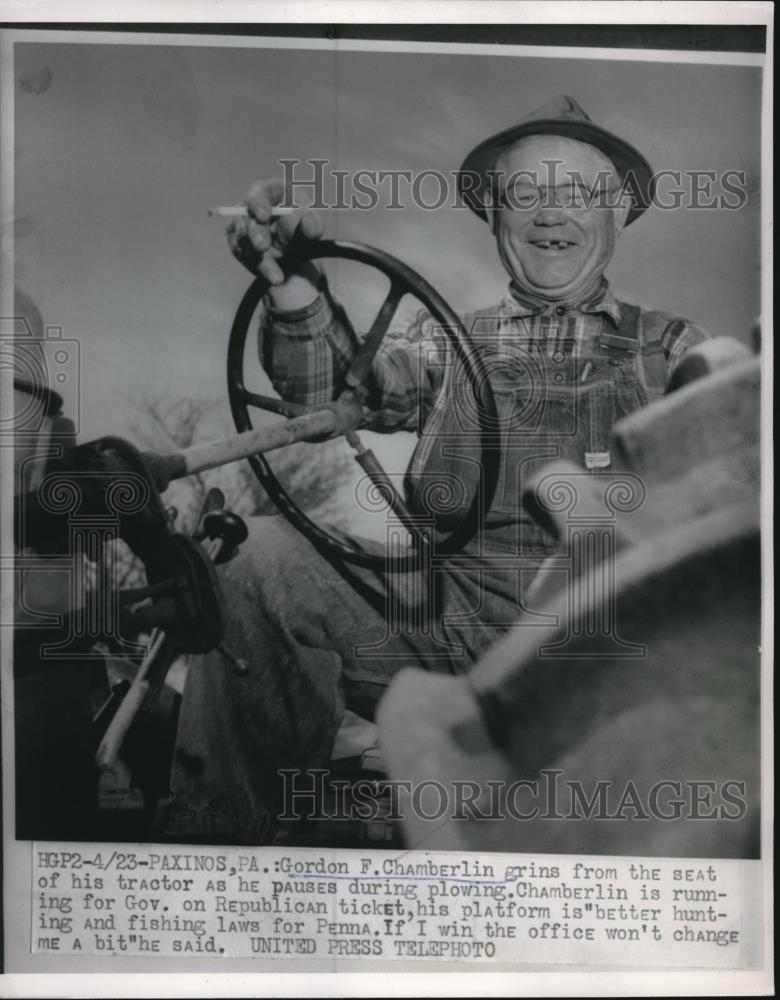 1954 Press Photo Gordon Chamberlin runs for governor of Pennsylvania - Historic Images