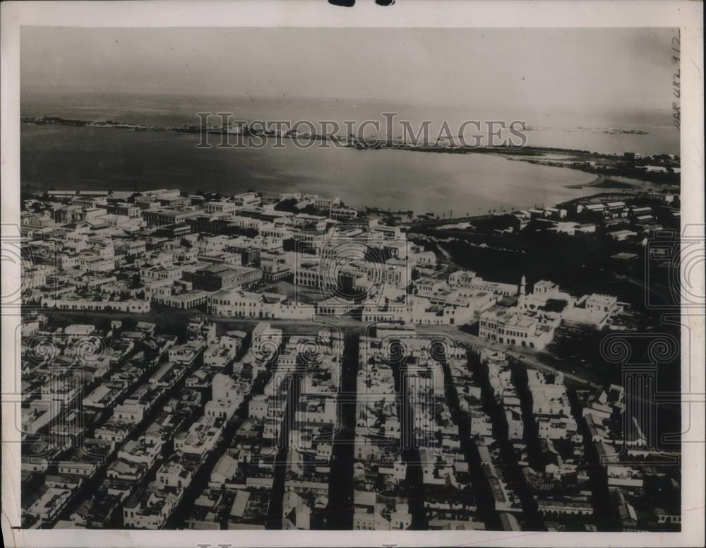 1940 Press Photo View of Djibuti Harbor &amp; European Quarter of Rome - Historic Images