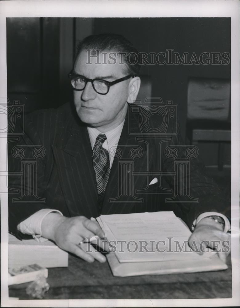 1952 Press Photo Morgan Philips on Int&#39;l Socialists Union meeting in Milan Italy - Historic Images