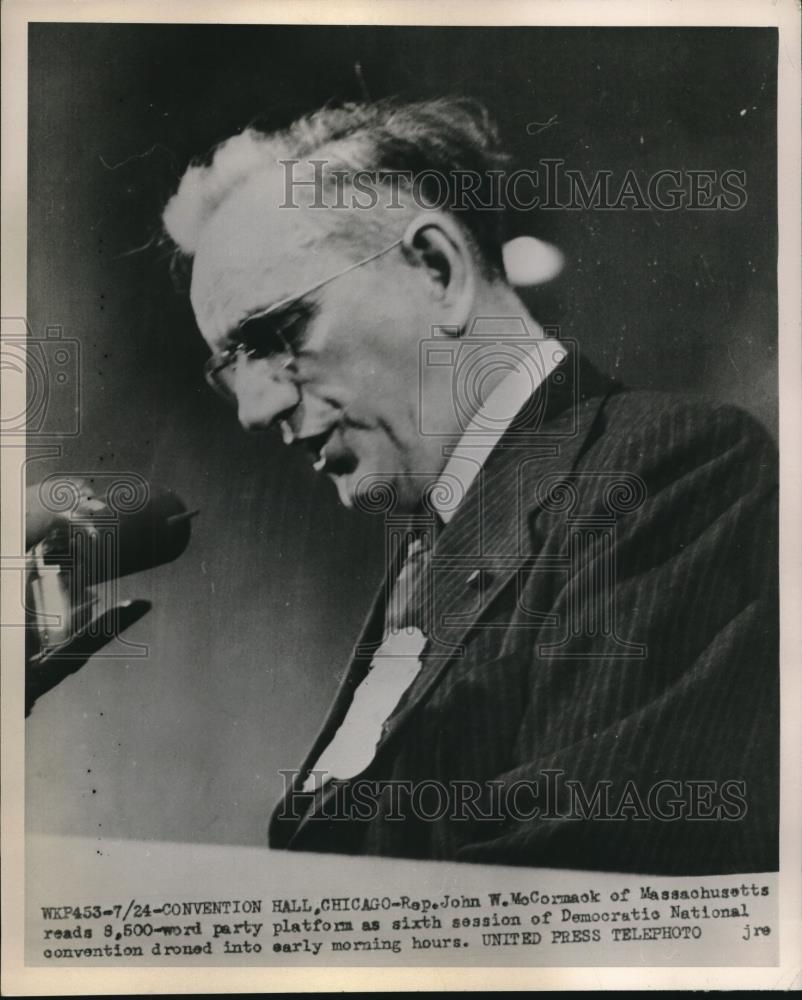 1952 Press Photo Rep. John W. McCormack at Democratic National Convention - Historic Images