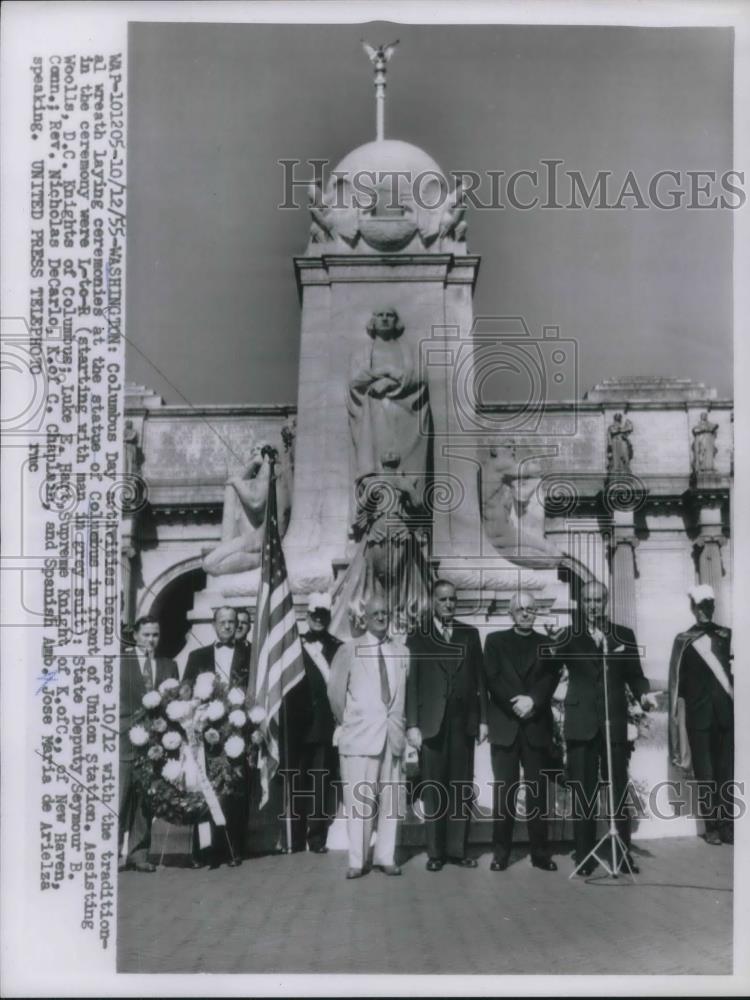 1955 Press Photo Columbus Day Activities Knights of Columbus, Participating - Historic Images