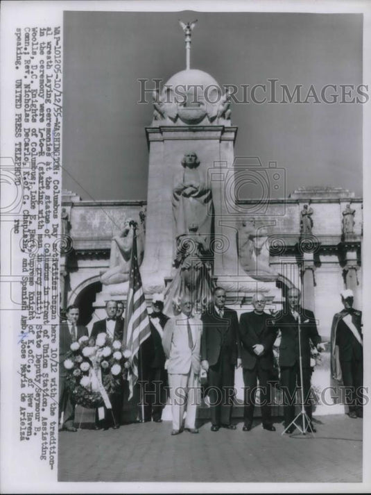 1955 Press Photo Columbus Day Activities Knights of Columbus, Participating - Historic Images