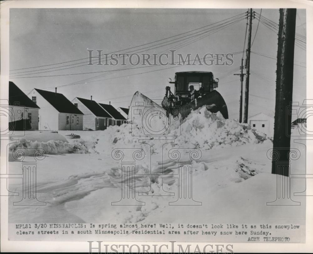 1951 Press Photo Snow Covered Minneapolis Streets - Historic Images