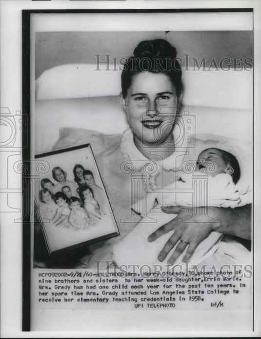 1960 Press Photo Mrs. o'Grady has had 1 child per yr for the last 10 yrs. - Historic Images