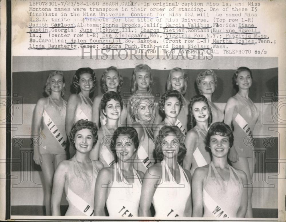 1958 Press Photo Miss Universe Contestants Pose For Official Photo - Historic Images