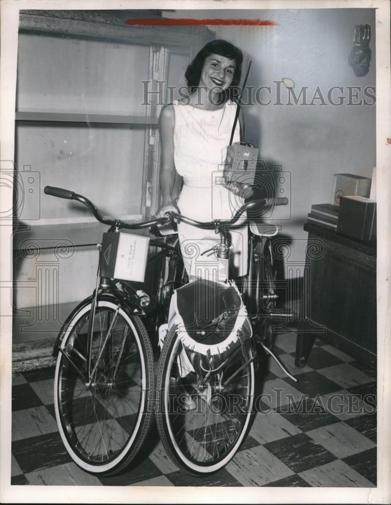 1956 Press Photo Barbara Weir with Bike Brigade - Historic Images