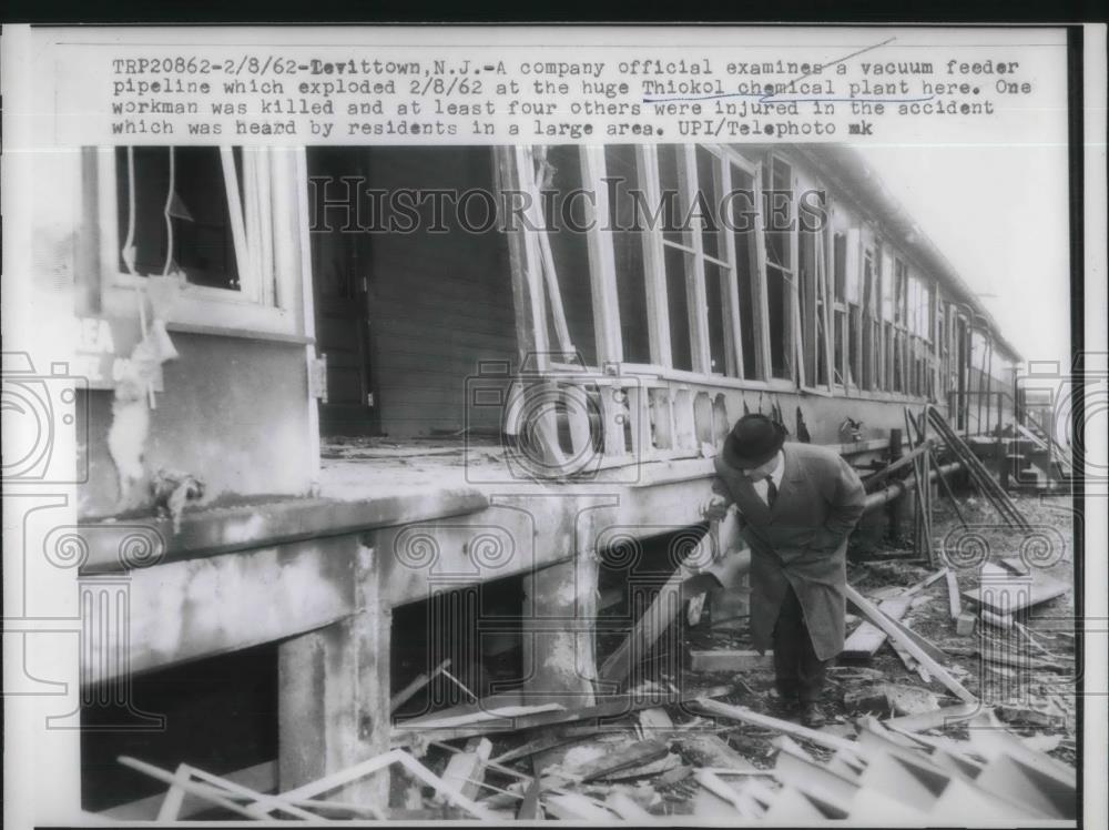 1962 Press Photo An explosion at Thiokal Chemical Plant in Salt Lake city - Historic Images