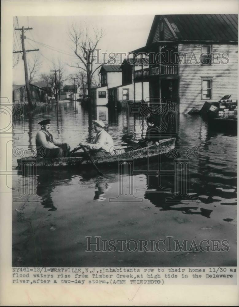 1948 Press Photo Westview, NJ, Inhabitants Row Through Flood Waters - nec24203 - Historic Images