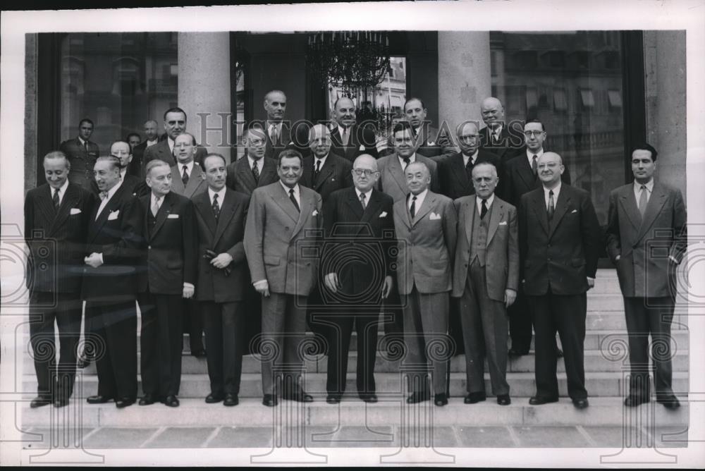 1953 Press Photo New French Premier Joseph Laniel &amp; Cabinet Pres Vincent Auriol - Historic Images