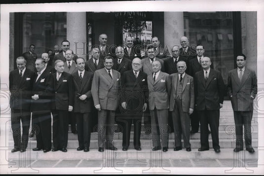 1953 Press Photo New French Premier Joseph Laniel & Cabinet Pres Vincent Auriol - Historic Images