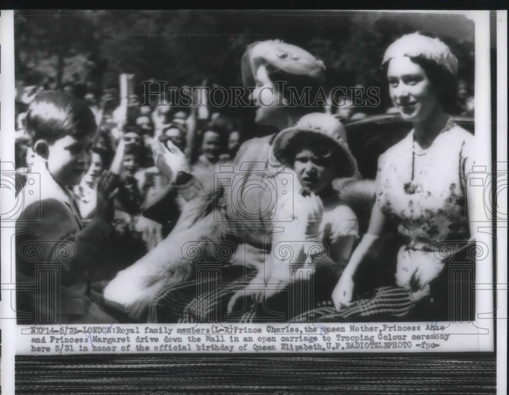 1956 Press Royal family members Prince Charles, Queen Mother Princess Anne - Historic Images